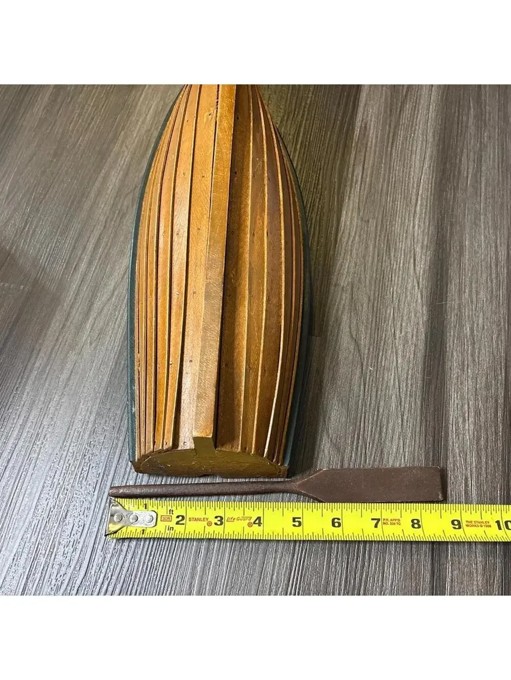 Wood Canoe Model With Paddle 15” Brown Paddle Boat